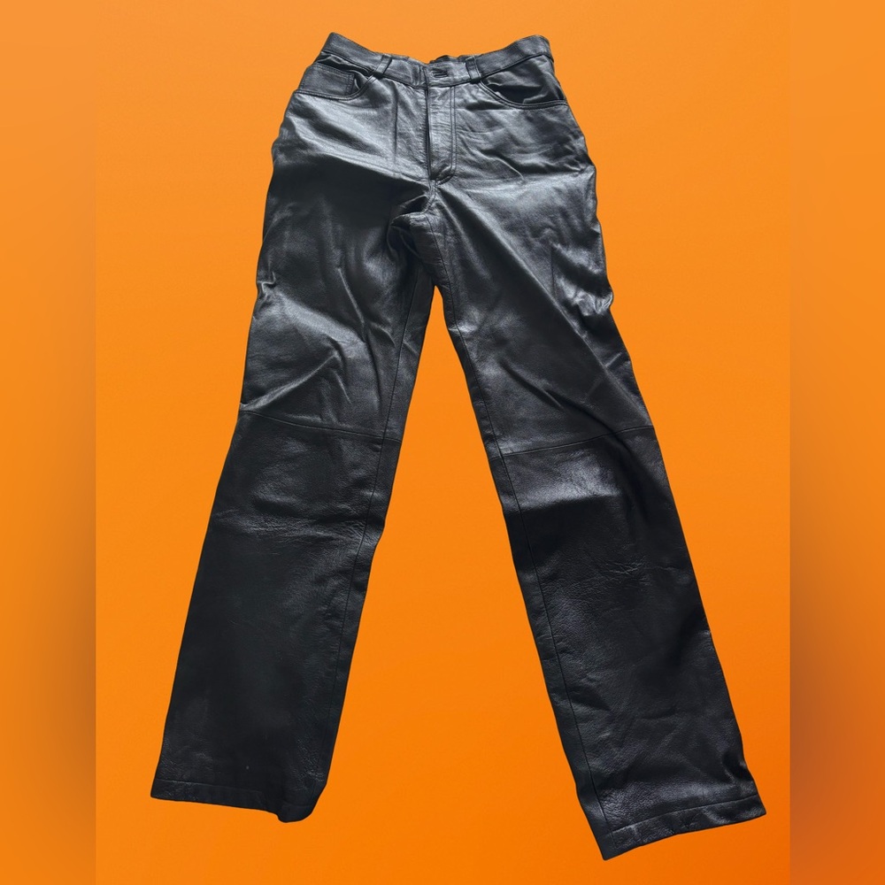GENUINE BLACK STRAIGHT LEATHER PANTS
